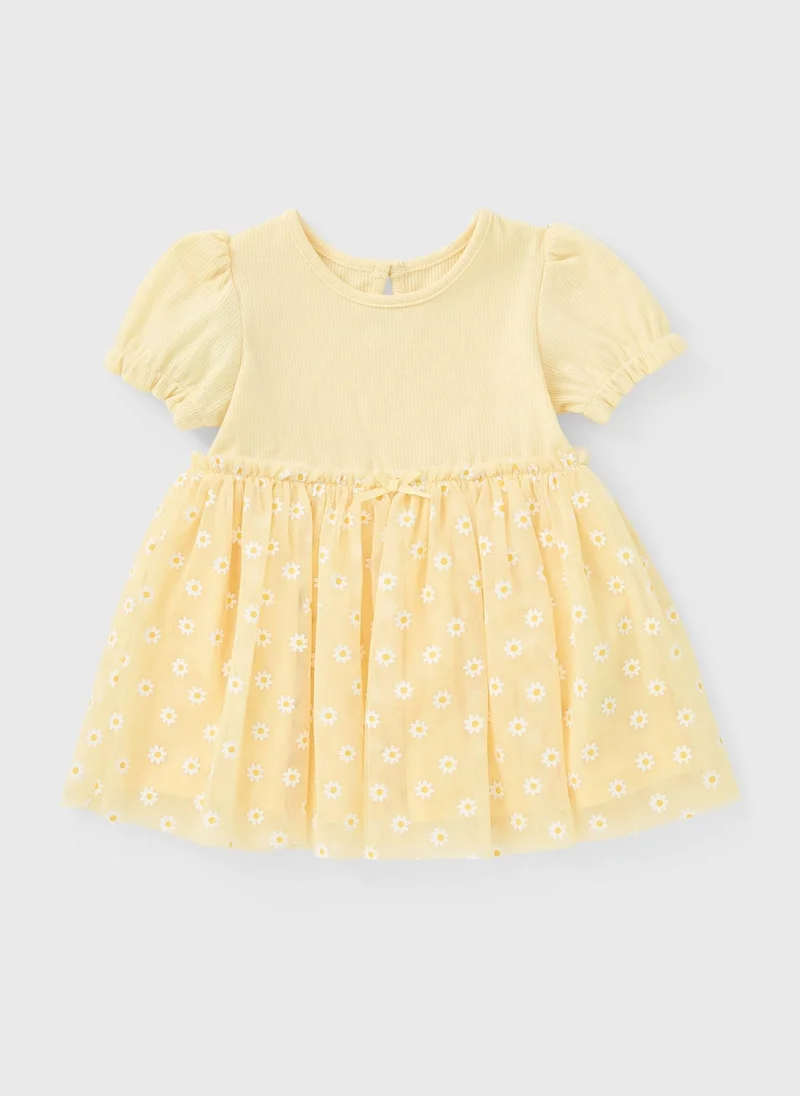 Matalan Baby Yellow Mesh Daisy Dress